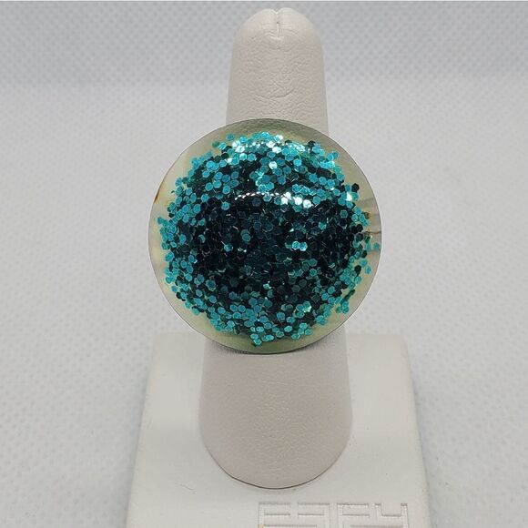 Adjustable Blue Sparkly Ring - Picture 2 of 5